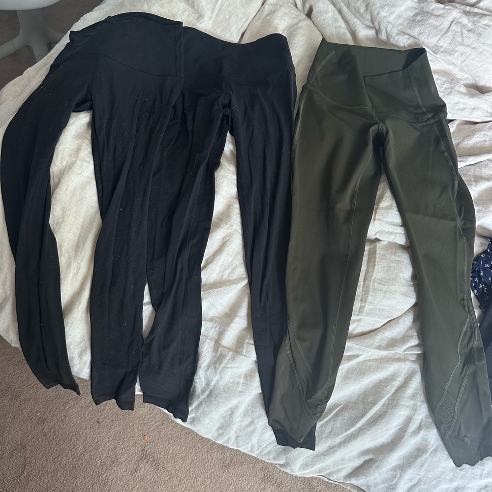 Lululemon Black and Olive Green High-Waist Leggings bundle